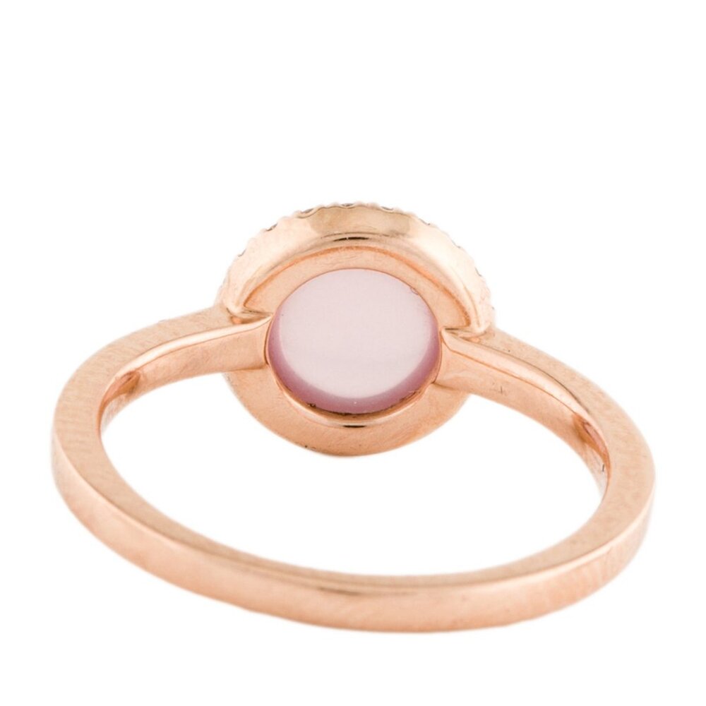 14K ROSE GOLD  ROSE QUARTZ & DIAMOND HALO COCKTAIL RING - Picture 6 of 8